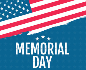 USA Memorial Day greeting card with brush stroke background and United States national flag. Memorial Day Illustration