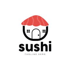 Sushi Logo, Japanese Fast Food Design, Vector Icon Template Symbol