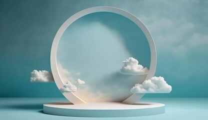 Cloudy Circle Podium Created by Generative Ai