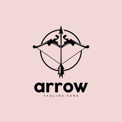 Arrow Logo, Bow Arrow Minimalist Simple Design, Archer Vector, Templet Illustration Symbol Icon