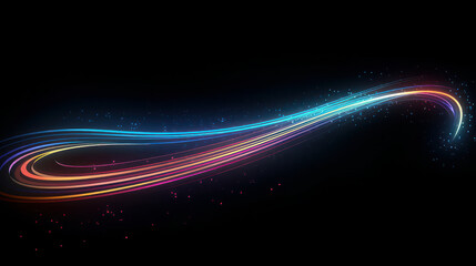 Colorful light trails with motion effect. Illustration of high speed light effect on black background. generative AI.