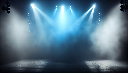 Empty stage with drums microphones speakers Ai generated image
