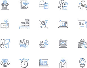 Revenue line icons collection. Profits, Income, Earnings, Yield, Return, Sales, Cashflow vector and linear illustration. Benefit,Dividend,Receipts outline signs set