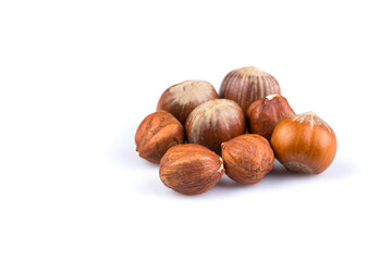Hazelnuts on white