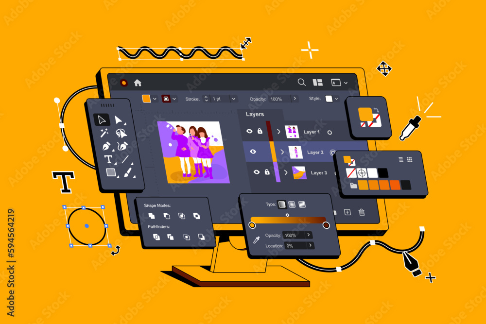 Fototapete program for illustrators. application for creating and drawing vector illustrations. graphic editor 