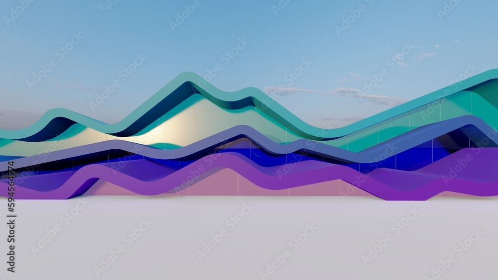 Aufkleber abstract architecture background curved buildings 3d render