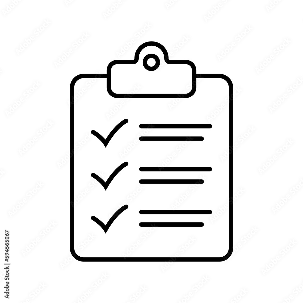 Aufkleber clipboard and checklist icon. project management, questionnaire line icon. to do list vector icon fo