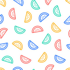 Seamless pattern with colorful watermelon slice
