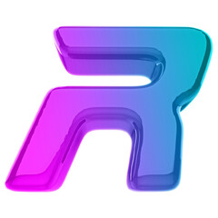 3d letter R gradient font 