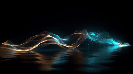 Abstract wave lines dynamic flowing colorful light. Illustration concept of music, technology. generative AI.