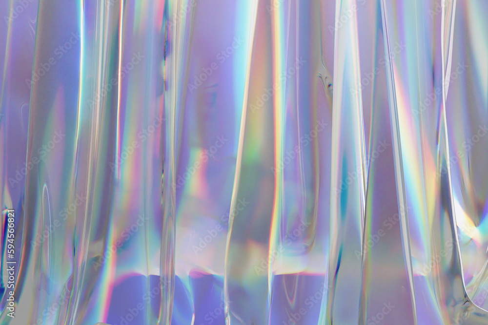 Wall mural abstract liquid wave. chromatic dispersion, spectrum gradient effect, 3d rendering