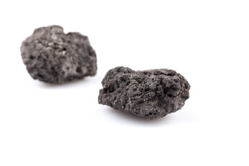 Volcanic stones on a white background