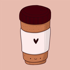 Coffee. Coffee in a glass. Coffee from a cafe in a container with a lid