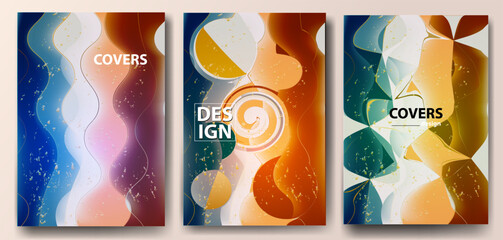 Set of picturesque modern covers, backgrounds with abstract figures