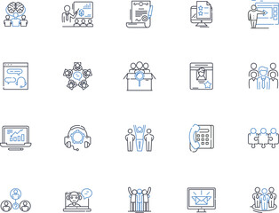 Family support line icons collection. Encouragement, Dependence, Harmony, Understanding, Care, Trust, Security vector and linear illustration. Love,Compassion,Empathy outline signs set