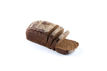 Rye bread slices isolated on white background