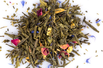 Flavoured green tea isolated