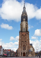 Fototapeta na wymiar 19 April 2023, Delft, Netherlands, Nieuwe Kerk on the markt square in the center of Delft