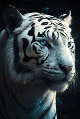 White tiger in the moonlight Generative Ai
