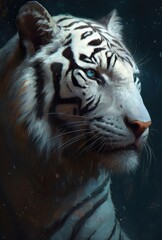 White tiger in the moonlight Generative Ai