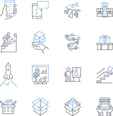 Borough line icons collection. Diversity, Community, Culture, History, Architecture, Food, Art vector and linear illustration. Music,Fashion,Parks outline signs set