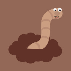 simple vector illustration cartoon brown worm
