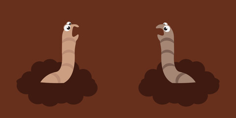 simple vector illustration cartoon brown worm