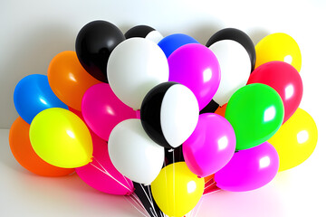 Bunch of big black and white stripes candy balloons object for birthday party isolated on a white background