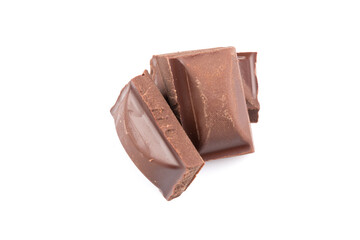 Milk chocolate on white background