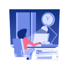 Overtime working isolated concept vector illustration.