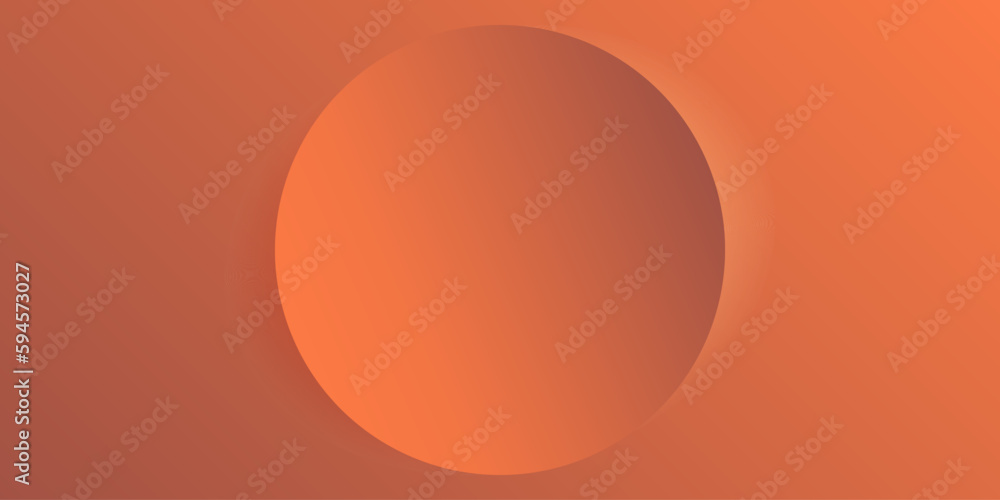 Poster abstract geometric orange and brown colored gradient background - large lit circle, 3d globe in the 