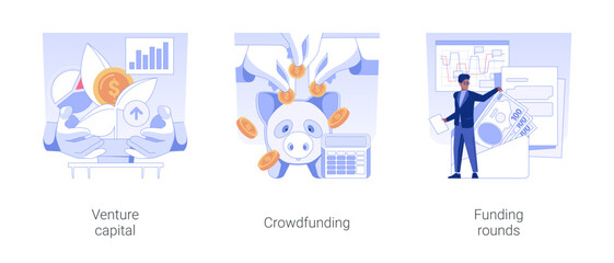 Fototapeta na wymiar Raising money for startup isolated concept vector illustrations.