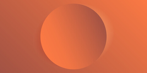 Abstract Geometric Orange and Brown Colored Gradient Background - Large Lit Circle, 3D Globe in the Center - Wide Scale Vector Illustration, Multi Purpose Template with Copyspace, Place for Your Text