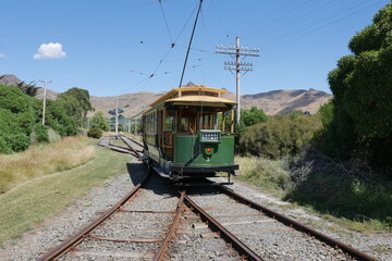 Straßenbahn bzw. Museumsbahn bei Christchurch in Neuseeland