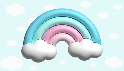 Pastel Color Rainbow With Clouds, Sky, Cartoon, Weather Illustration sky, rainbow, cloud, illustration, nature, vector, summer, weather, art, cartoon, blue, light, color, wallpaper, colorful, pattern,