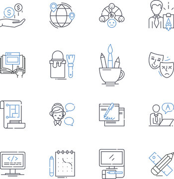 Gig economy line icons collection. Flexibility, Independence, Freelancing, Side hustles, Contracting, Sharing, Mobile vector and linear illustration. On-demand,Short-term,Gigging outline signs set