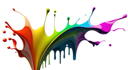 Küchenrückwand glas motiv Colorful paint splash. Rainbow colors. Isolated design element on the transparent background. Generative AI. © KsanaGraphica