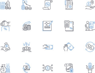 Profit potential line icons collection. Revenue, Income, ROI, Margins, Yield, Gains, Earnings vector and linear illustration. Dividends,Returns,Growth outline signs set