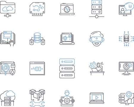 Digital platform line icons collection. Platform, Internet, Online, Connect, Digital, Technology, Innovate vector and linear illustration. Nerk,Interface,Streamline outline signs set