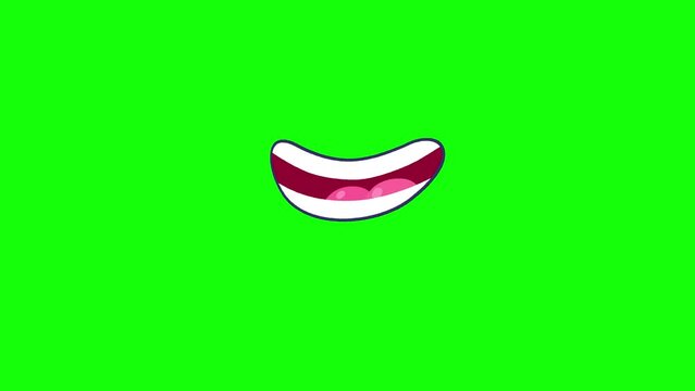 A few positions of cartoon sinhing mouth on green screen. They will bring life to your character design. Alpha channel included. Seamless loop animation.
