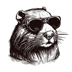 cool beaver wearing sunglasses sketch  © Satoru Sketches