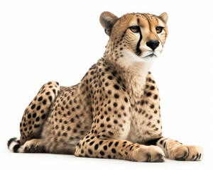 photo of cheetah isolated on white background. Generative AI