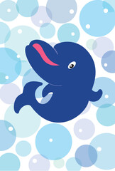 水の中のイルカのポストカード
