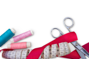 Sewing accessories on a transparent background. The concept of sewing, needlework.