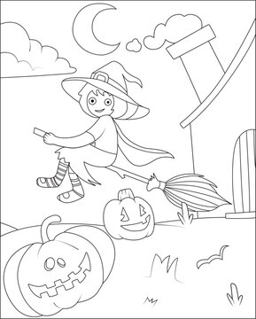 funny Halloween coloring page for kids and adults