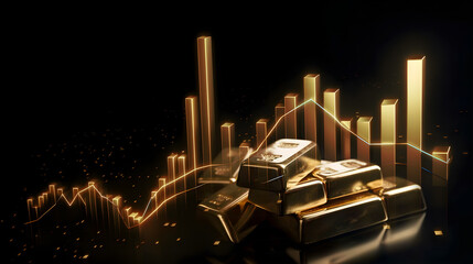Financial gold graph stock money investment finance business on growth currency insight chart market background of success profit concept golden exchange economy trade wealth diagram.