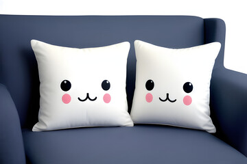 Cushion emoticon wink face isolated in white background