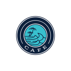 simple logo cafe on the beach and suitable for logo travel and hotels isolated in emblem