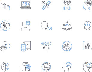 Fototapeta premium Sales strategy line icons collection. Incentives, Tactics, Pipeline, Metrics, Forecast, Targets, Funnel vector and linear illustration. Conversion,Outreach,Proposition outline signs set