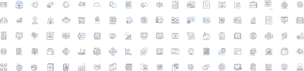 Information security line icons collection. Encryption, Firewall, Passwords, Cybersecurity, Phishing, Malware, Hacking vector and linear illustration. Authentication,Privacy,Vulnerability outline